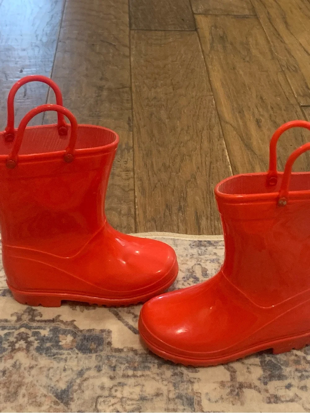 Kids Waterproof Red Pull-On Rain Boots